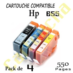 PACK 4 CARTOUCHES ENCRE COMPATIBLE POUR HP N°655XL