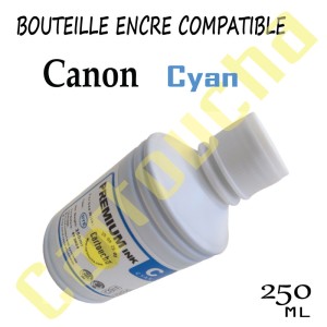 Bouteille Encre Compatible Cyan de 250ML Pour Canon