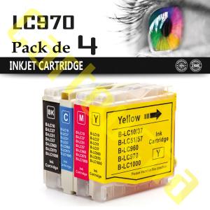 PACK 4 CARTOUCHES COMPATIBLE BROTHER LC970 / LC1000