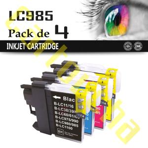 PACK 4 CARTOUCHES COMPATIBLE BROTHER LC985 / LC980