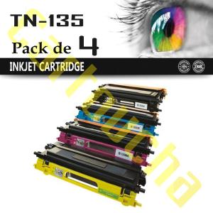 PACK 4 CARTOUCHES ENCRE COMPATIBLES POUR BROTHER TN135